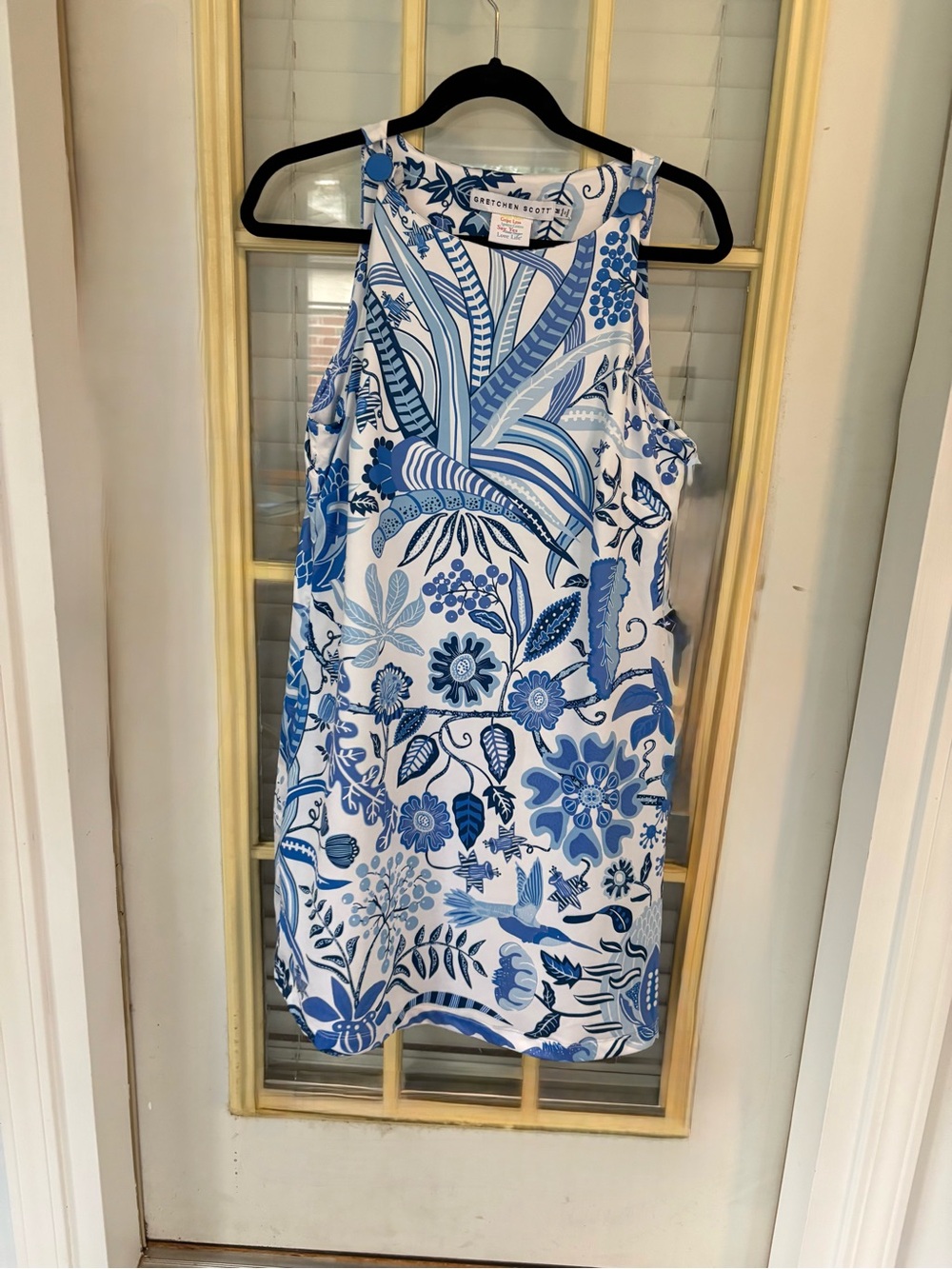 Gretchen Scott Designs White and Blue Floral Shift Dress